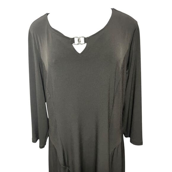 Large Susan Graver Pull Over Liquid Knit Enamel Detail Dress Blacck - Picture 5 of 11